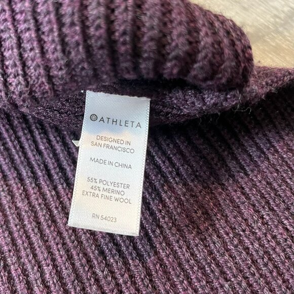 Athleta Switchback Wool-Blend Sweater, Auberge Purple, V-Neck Oversized, Small - Picture 7 of 8